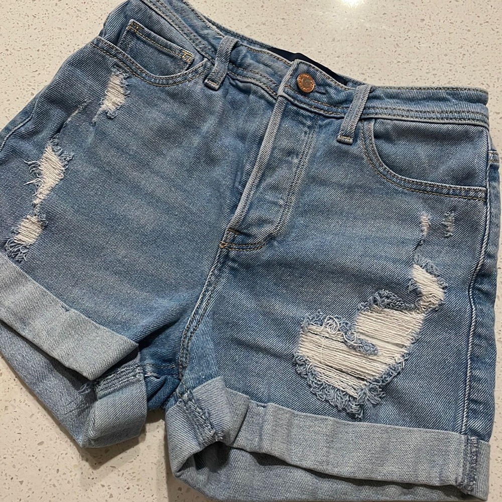 High waisted jean shorts, size 1 but can fit a 2.